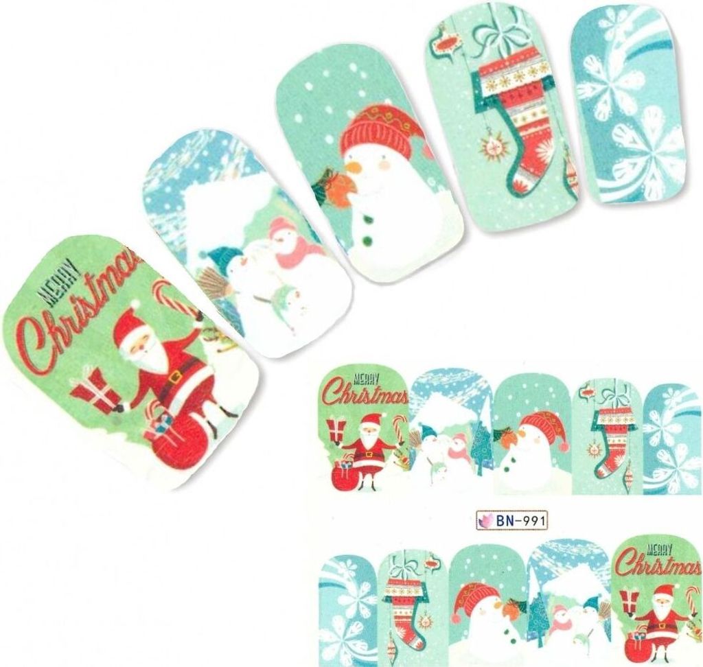 Tattoo Nail Art Nikolaus Weihnachten Schneemann Aufkleber Nagel Sticker