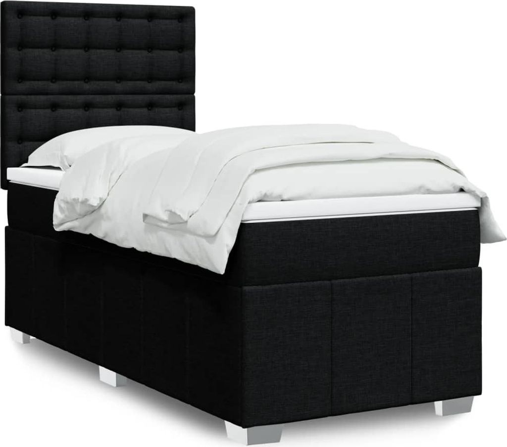 Maison Exclusive - Boxspringbett mit Matratze Schwarz 90x200 cm Stoff