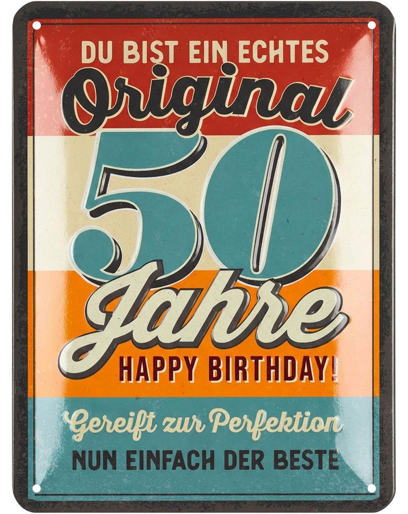 LANOLU Blechschild 50 Schild Geburtstag - 50er Schild Produktbild 