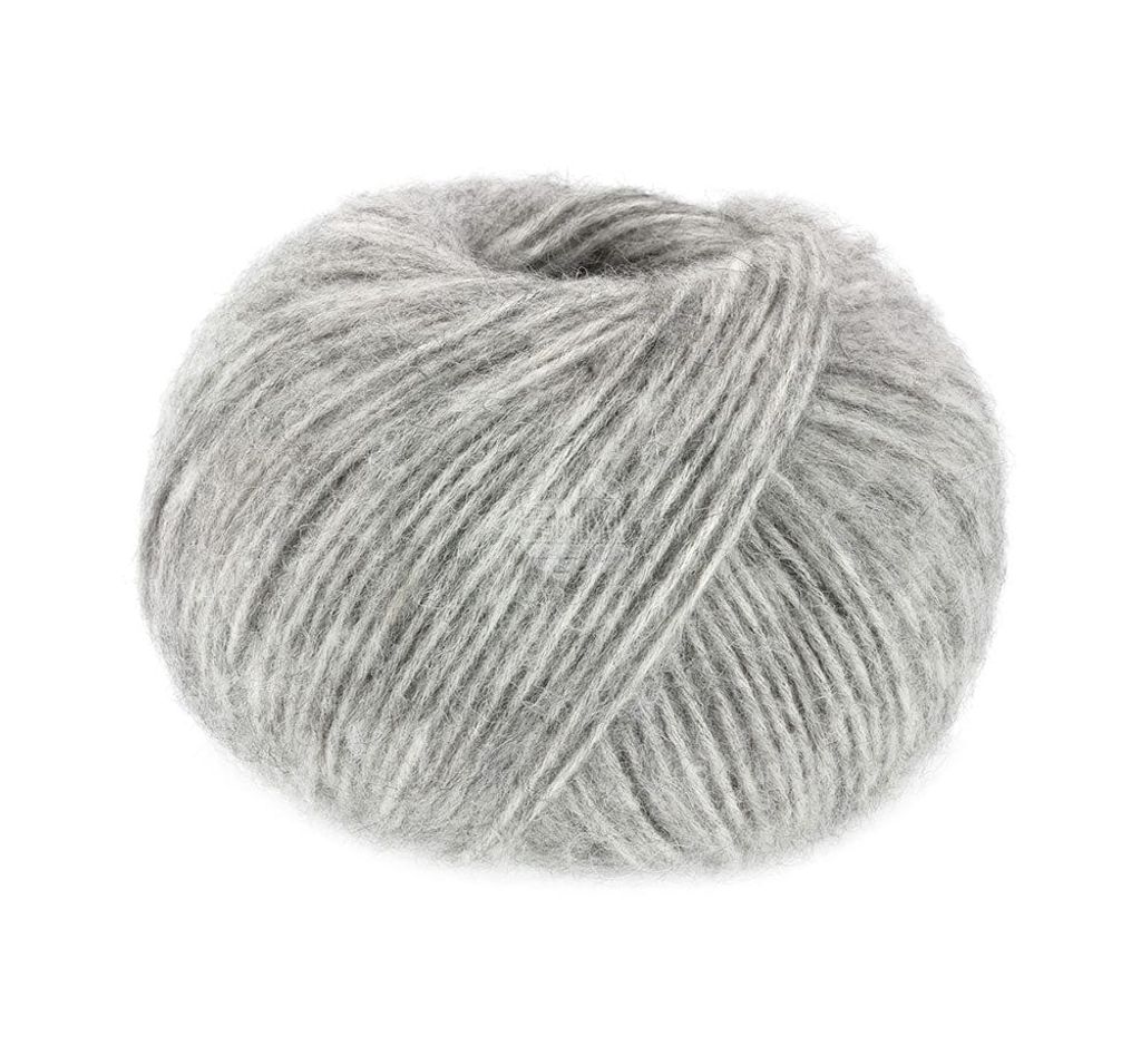 Lana Grossa NATURAL ALPACA PELO 50 g flauschige Netzgarnstruktur gefüllt mit Baby-Alpakafasern 125 m Farbe 003 - Hellgrau meliert