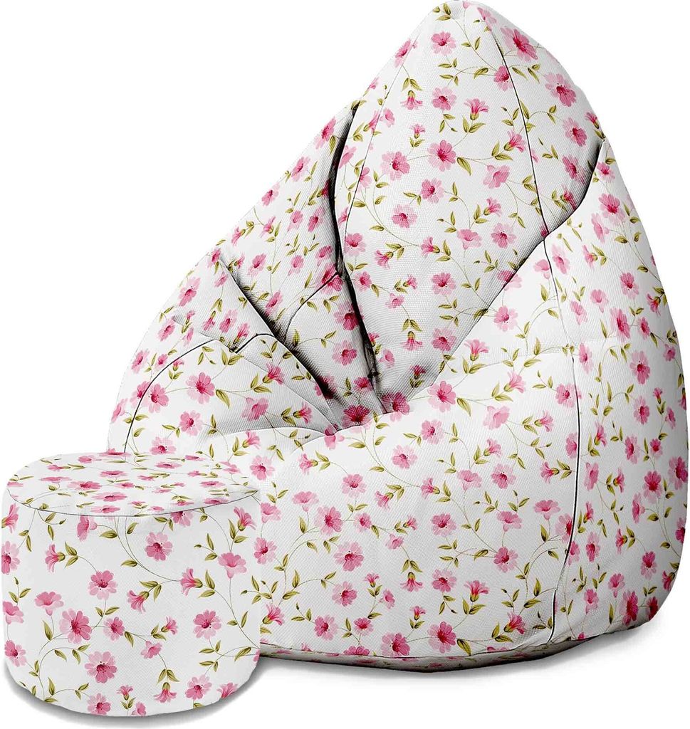Dreamroots Bean Bag 80x80x120cm Sitzsack mit Lehne und Hocker und Bezug Sitzkissen Boden Sack Bubibag Sitzsack Magical Garden