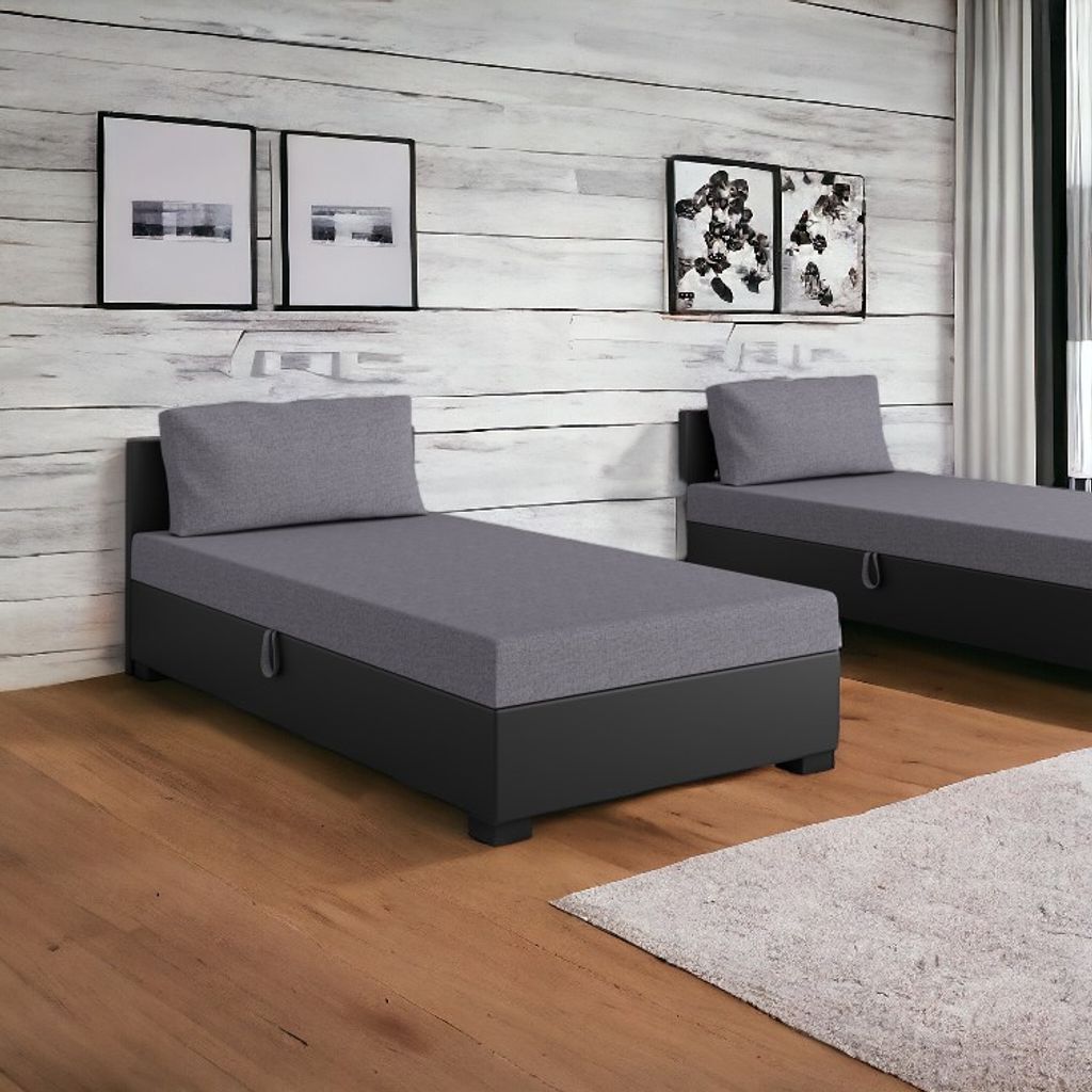 Gepolstertes Einzelbett 120x195 SARAH 2 - grau/graphit