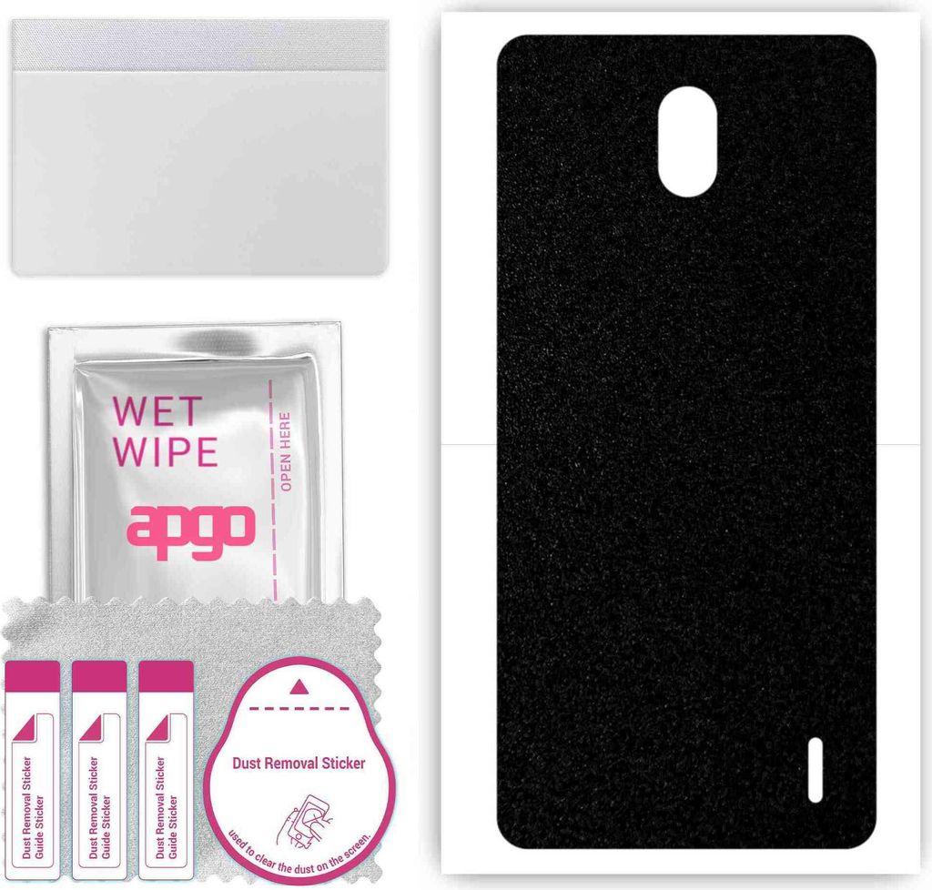 apgo Rückseite Schutzfolie, Skin, kompatibel mit Nokia 1 Plus, Hinten Displayschutzfolie aus Vinylfolie, kratzfest, einfache Montage - Mattschwarz