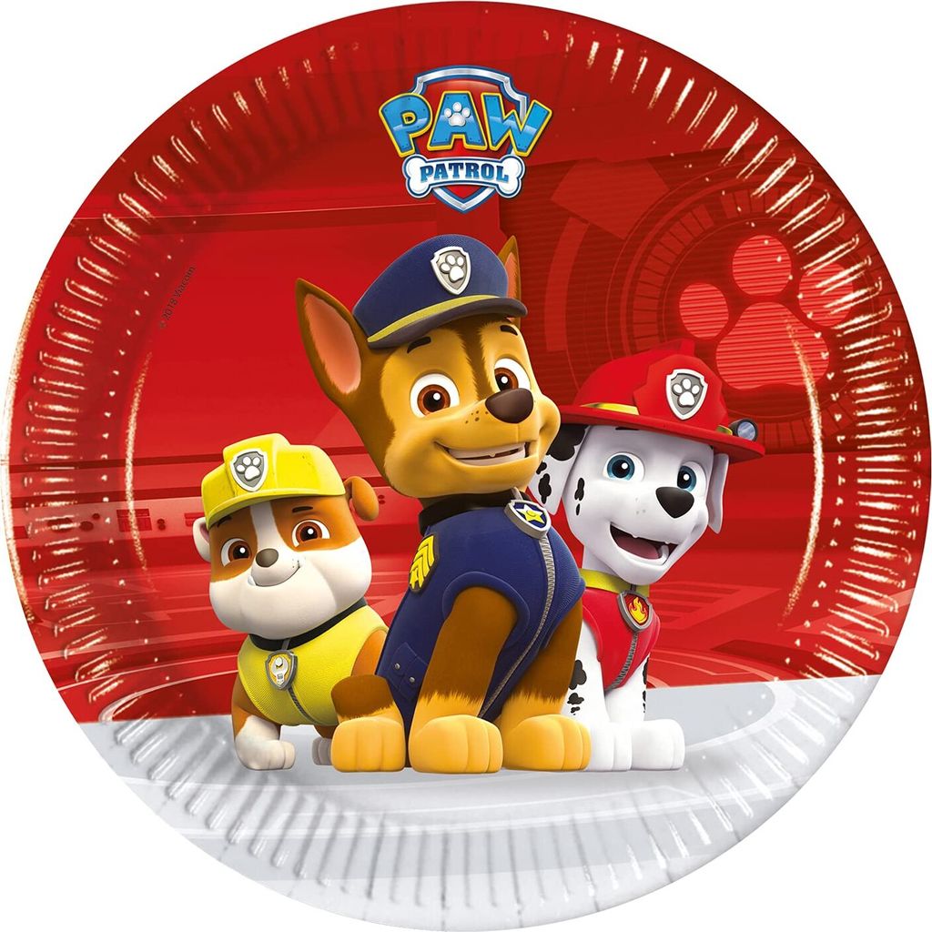 Procos 93487 - Party-Teller Paw Patrol Ready for Action, Größe 20 cm, 8 Stück, Einwegteller aus Papier, Kindergeburtstag, Party-Geschirr, Mix