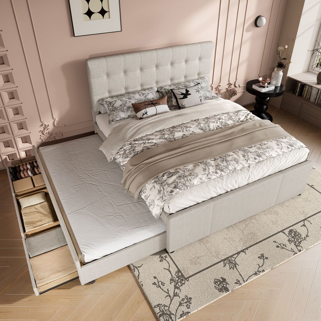 Flieks Polsterbett 140x200cm Doppelbett mit ausziehbarem Produktbild 3