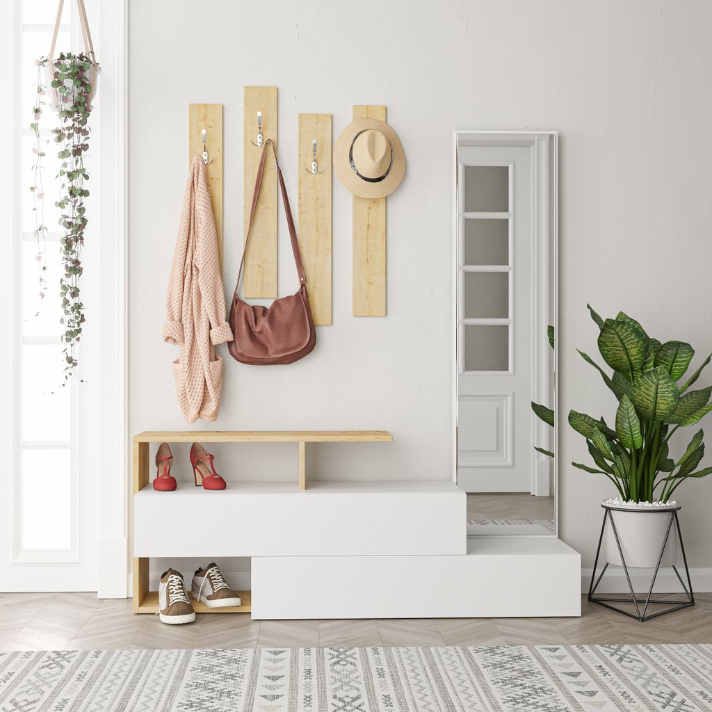Vorzimmerwand Houseland Ramda weiß/natürliche Eiche