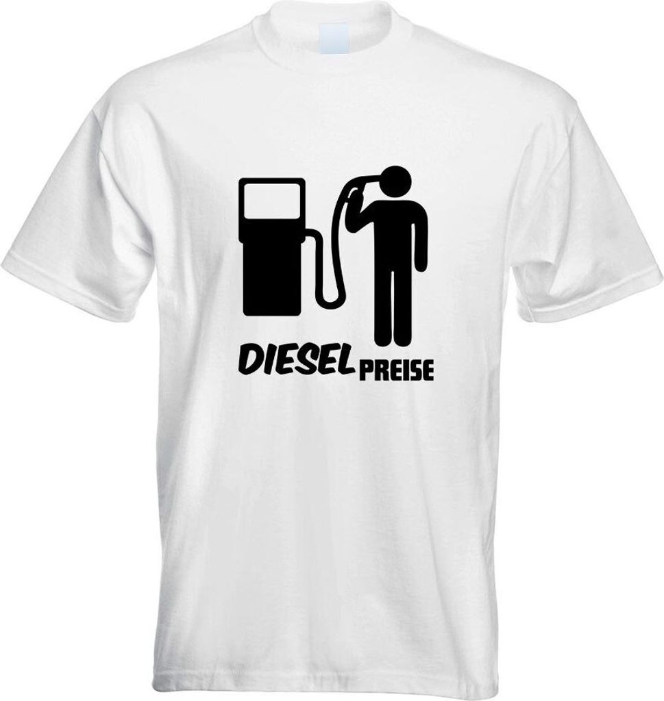 Kiwistar - T-Shirt - Weiss - Diesel Preise Motiv Bedruckt Funshirt Design Print - mit Motiv Bedruckt - Funshirt Design - Sport - Freizeit - Herren - L