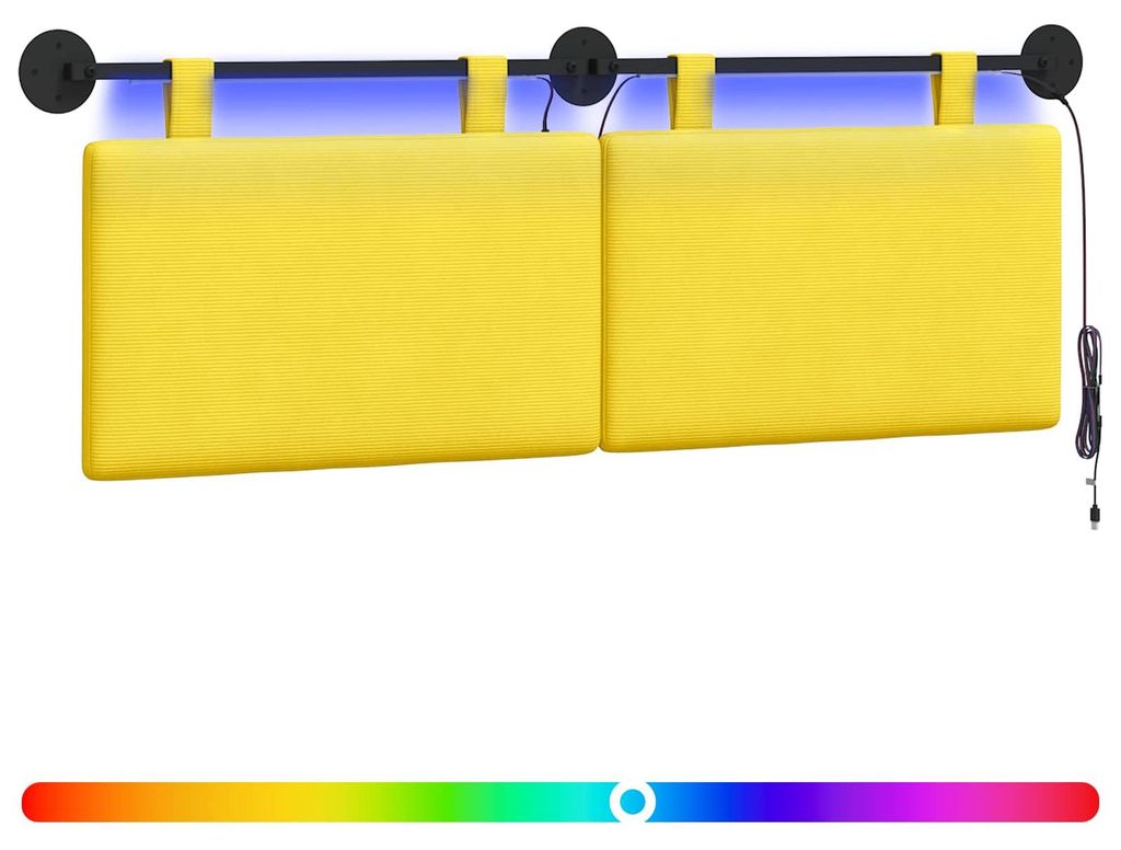 Hängendes Kopfteil Mit LED Licht Helles Gelb Cordstoff