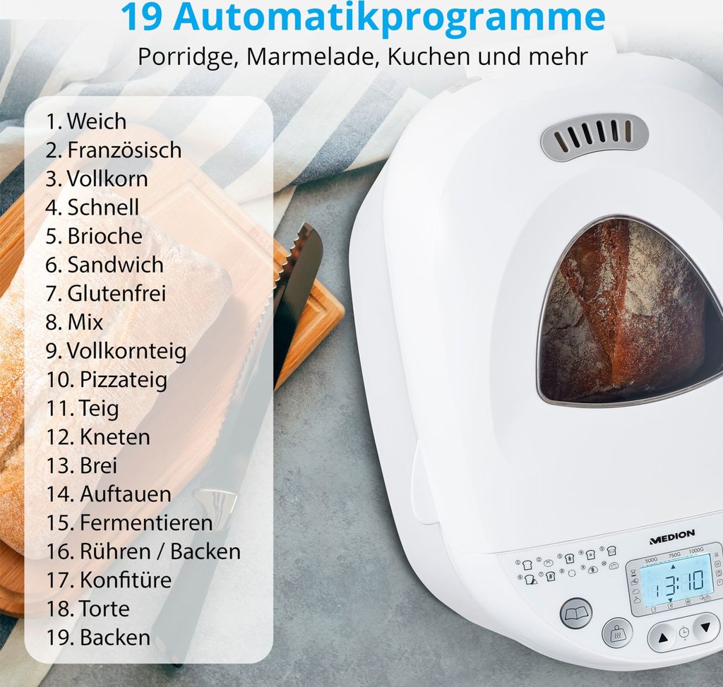 MEDION Brotbackautomat (Brotbackmaschine, 550 Watt, bis zu Produktbild 2