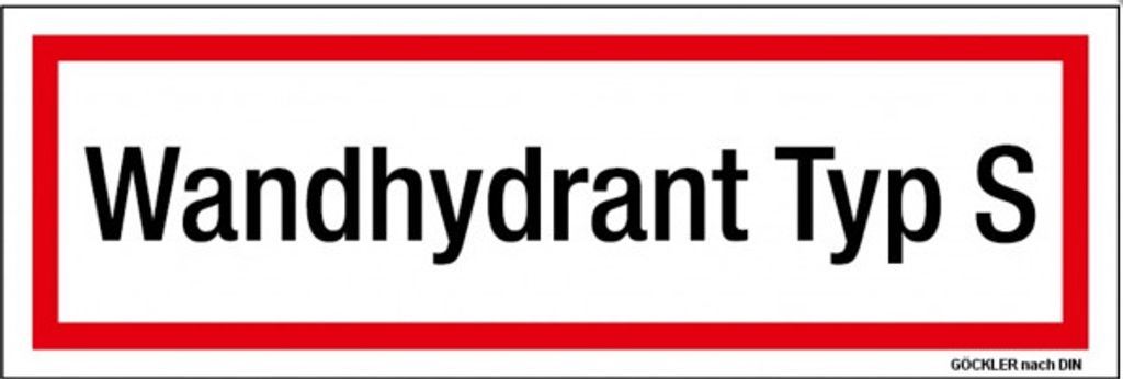 Schild Zusatzschild Wandhydrant Typ S Folie selbstklebend 20x7,5cm