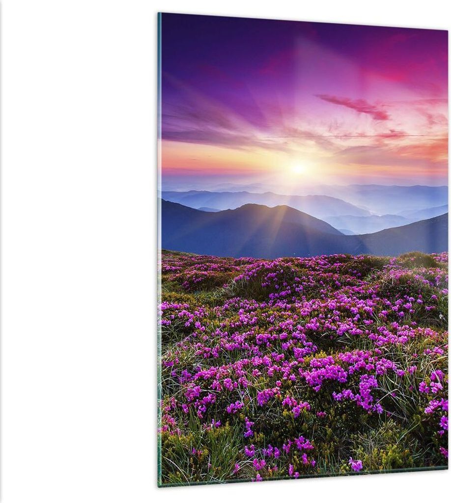 Bilder auf glas - Einteilig - Wiese Berg Himmel Landschaft Produktbild 