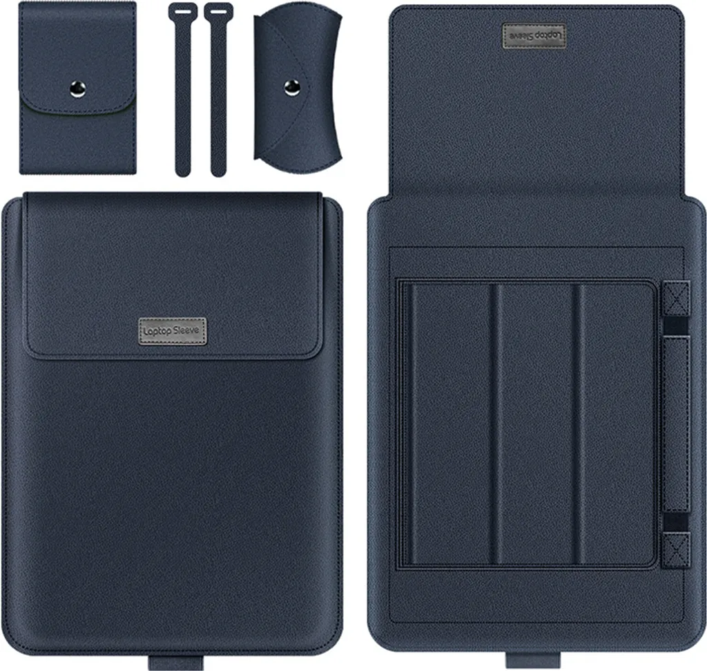 Housse PC 11 pouces cuir PU bleu marine anti-rayures et élégante