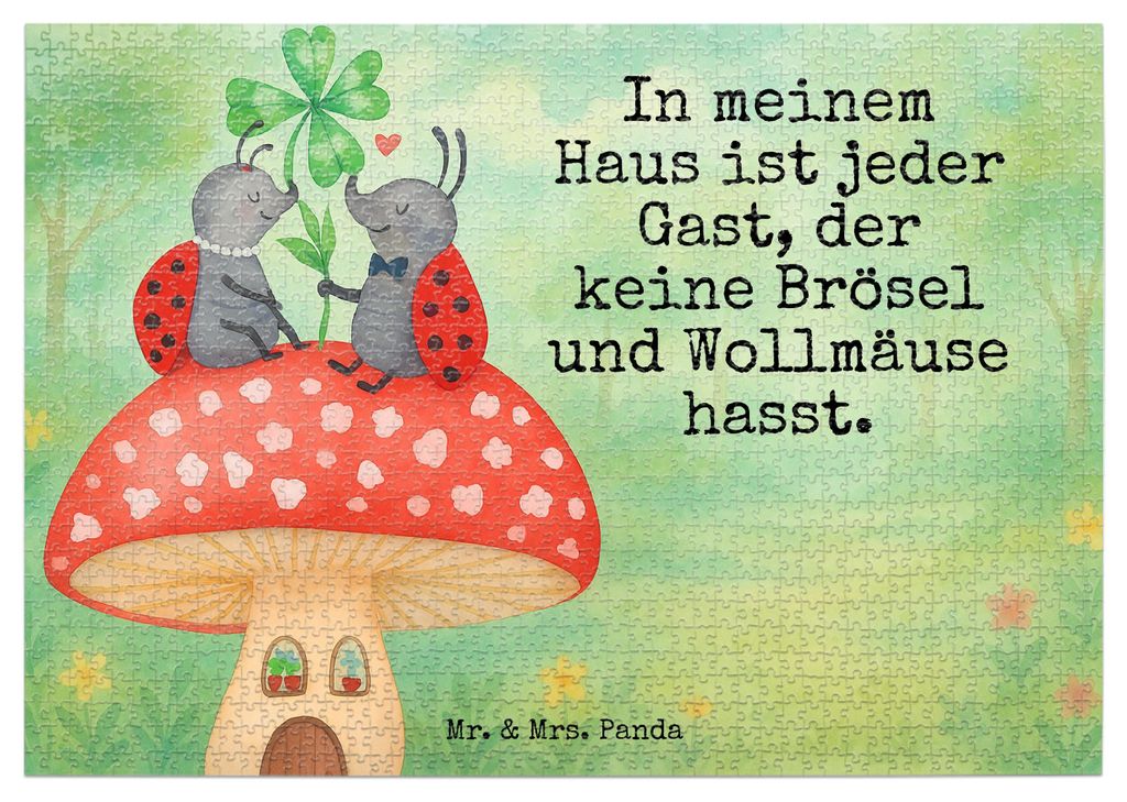Mr. & Mrs. Panda Puzzle Marienkäfer Fliegenpilz Design 1500 Teile - Weiß - Geschenk, Haus, Wohnung, 1000, 2000, Zuhause, Fleigenpilzhaus, 500, Lu...