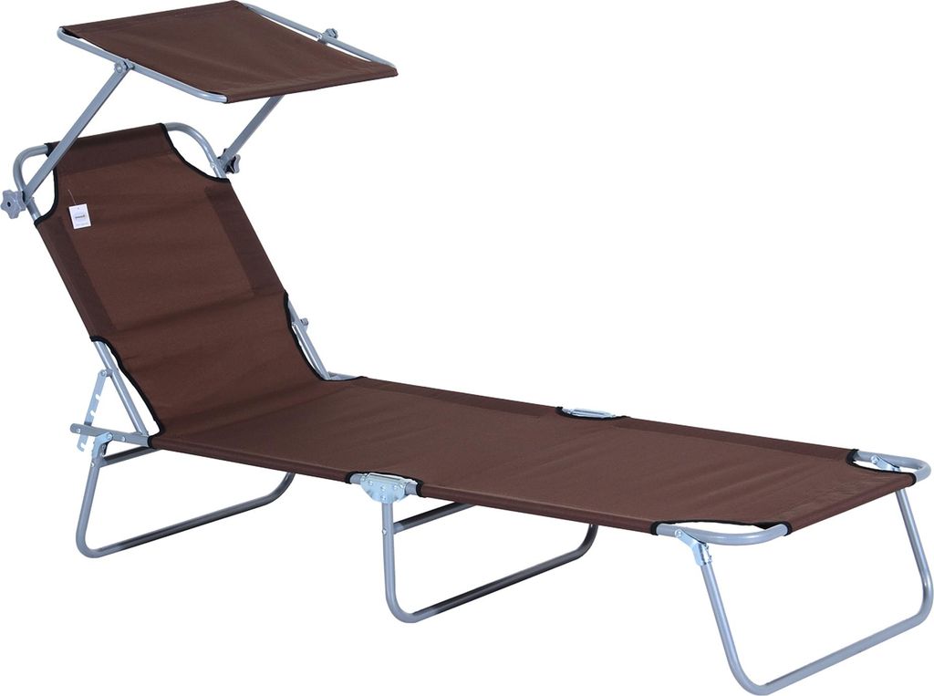 Sonnenliege klappbar Gartenliege mit Sonnenschutz Liegestuhl mit 4-Fach verstellbare Rš¹ckenlehne Campingliege bis 120kg belastbar fš¹r Garten,...