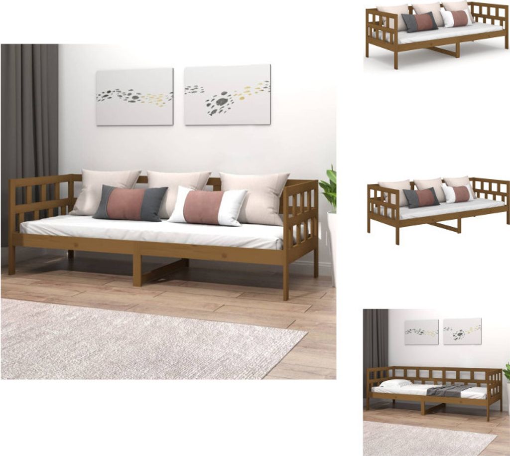 vidaXL Tagesbett Honigbraun Massivholz Kiefer 80x200 cm - Betten & Bettgestelle