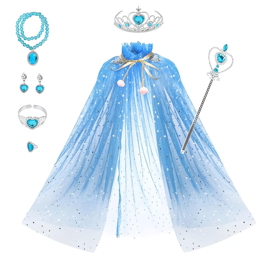 Elsa Frozen Cape-Set mit Schmuck 8-teilig Produktbild 