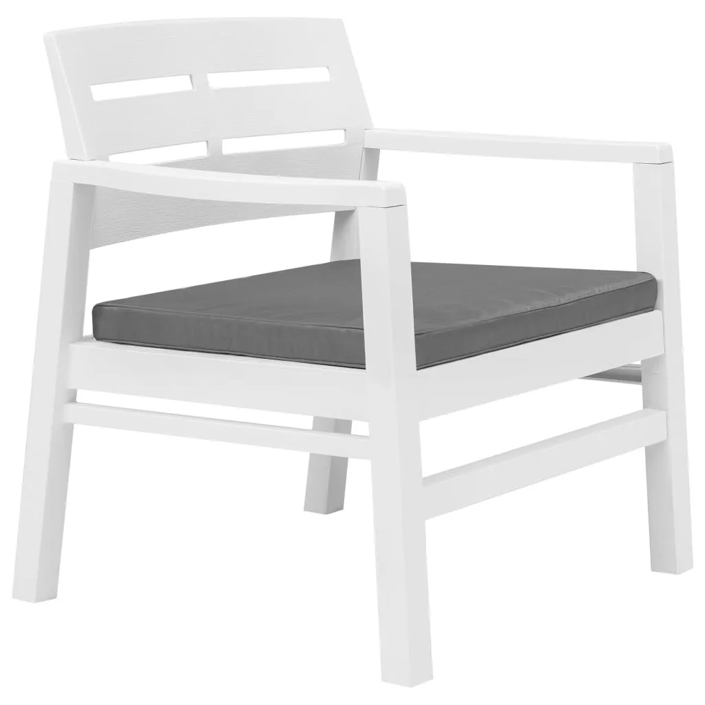 Salon de balcon vidaXL 3 pièces en plastique blanc - Ensemble table chaises - 3