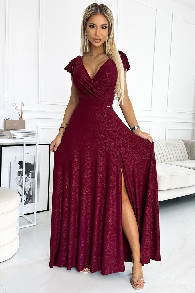 Numoco Formelle Frauenkleider Crystal bordo 3XL