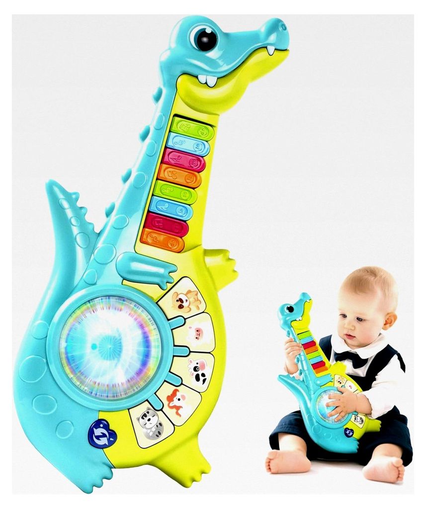 Musikalisches Spielzeug für Babys ab 1 Jahr - Lernspielzeug Gitarre mit Tiergeräuschen und Musik