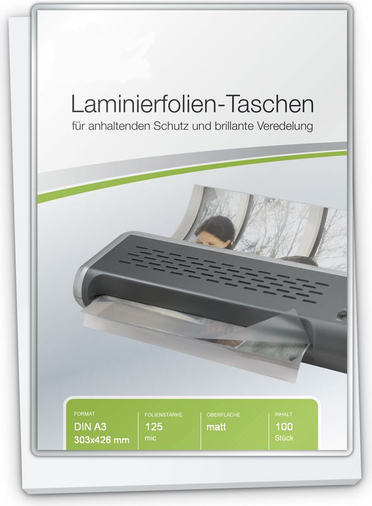 Laminierfolien A3 (303 x 426 mm), 2 x 125 mic, matt