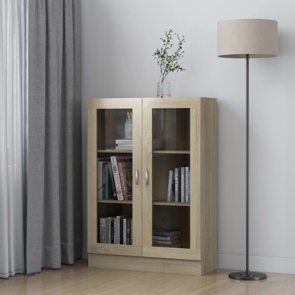 The Living Store Vitrinenschrank Sonoma-Eiche 82,5x30,5x115 cm Holzwerkstoff