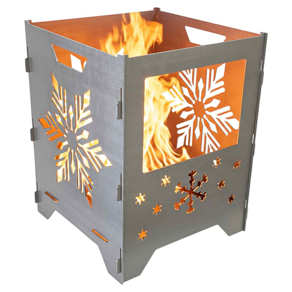 Feuerkorb Schneeflocken 50cm Feuerstelle für den Garten 3mm Stahl