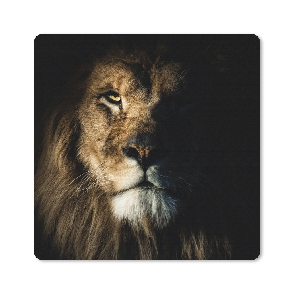 MuchoWow Mauspad Mousepad Löwe - Licht - Porträt 30x30 cm - Mousepads - Maus Mat - Pad - Mausunterlage - Gaming