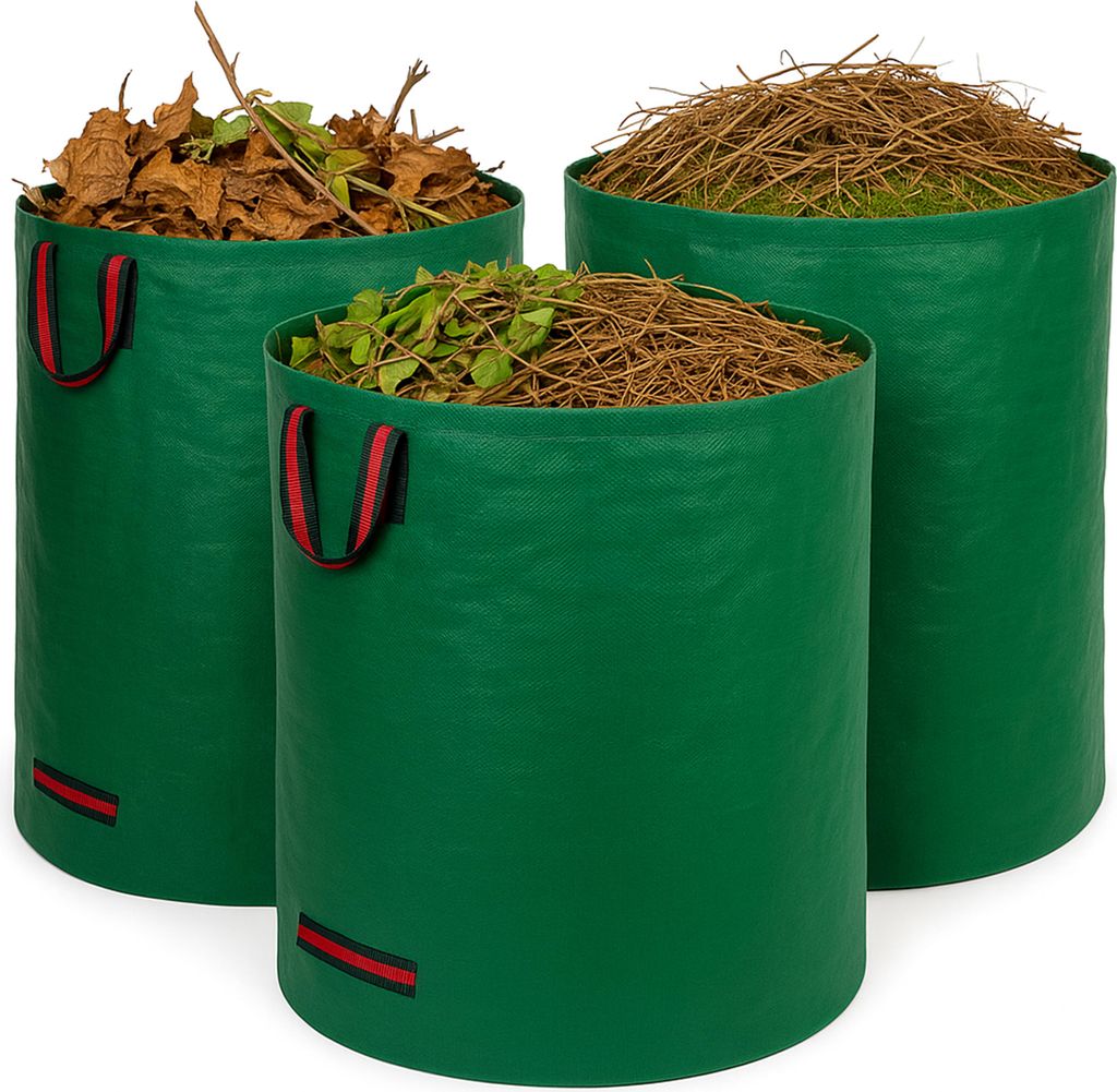 Grafner 3X 272l Gartensack Laubsack Gartenabfallsack, verstärkter Boden, robustes Gewebe, 4 Tragegriffe, Doppelnähte, wasserabweisend, UV-stabil,...