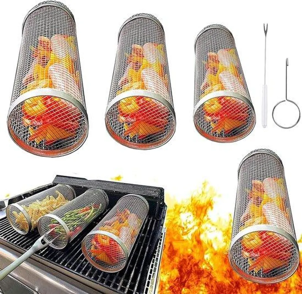 Lot de 3 grilles de barbecue en acier inoxydable pour cuisson camping