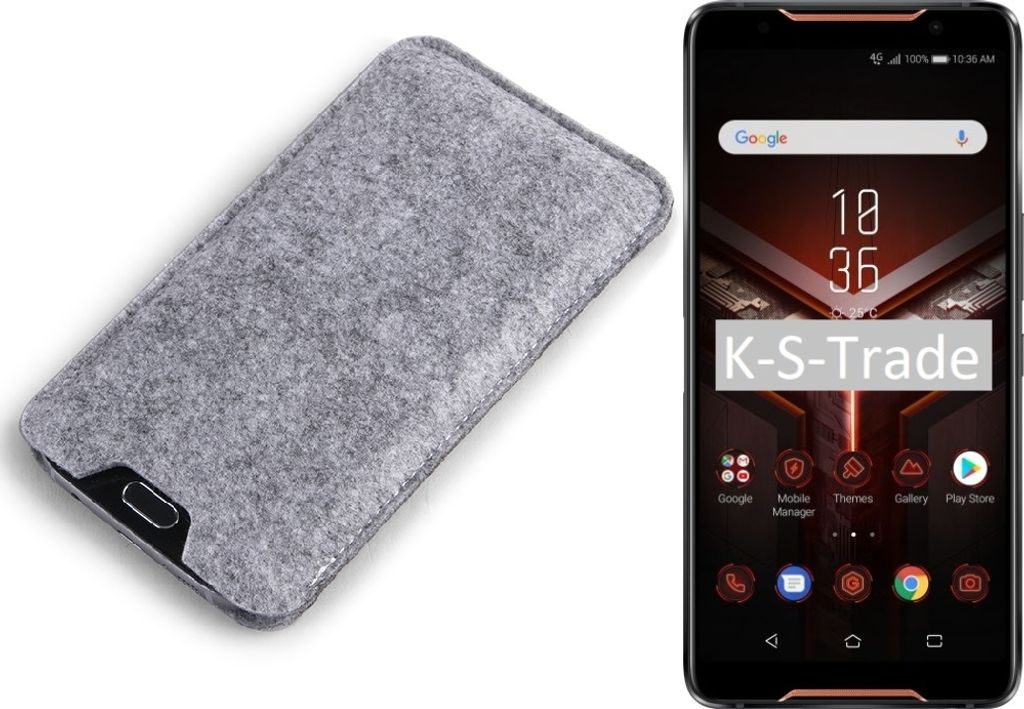 K-S-Trade Filz Handyhülle kompatibel mit Asus ROG Phone 2 Schutzhülle Filztasche Filz Tasche Case Sleeve Handy Hülle Filzhülle grau