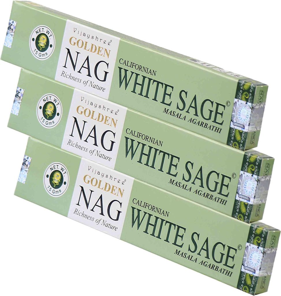 3x Golden Nag White Sage Räucherstäbchen 45g – Reinigender Naturduft Räucherwerk