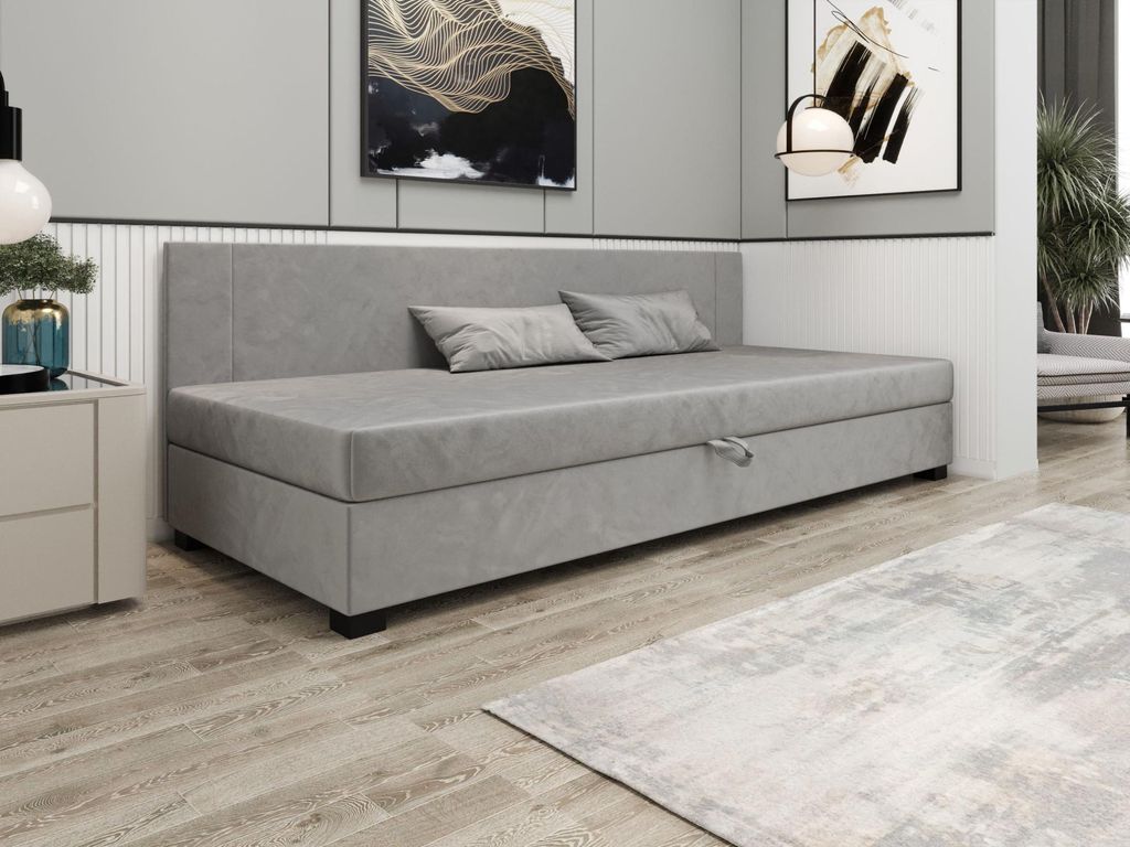 Gepolstertes Einzelbett 120x195 ARIADNA BIZ 2 - hellgrau