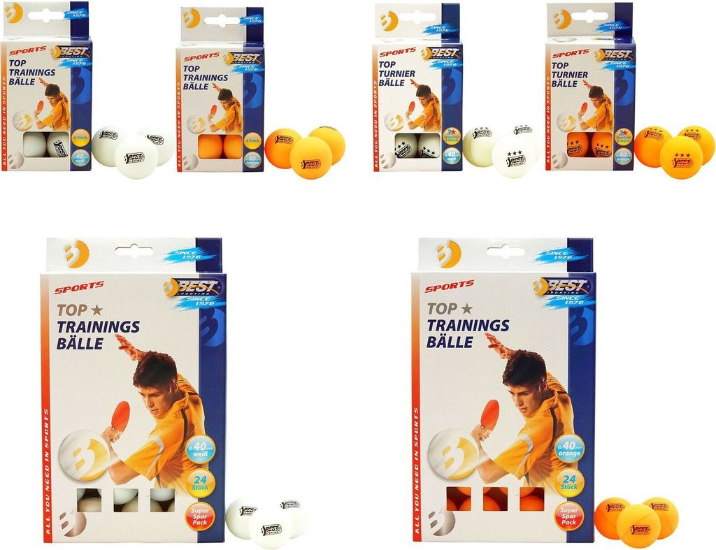 Best Sporting Tischtennisbälle, 1 oder 3 Sterne, 6 oder 24 Stück, orange oder weiß