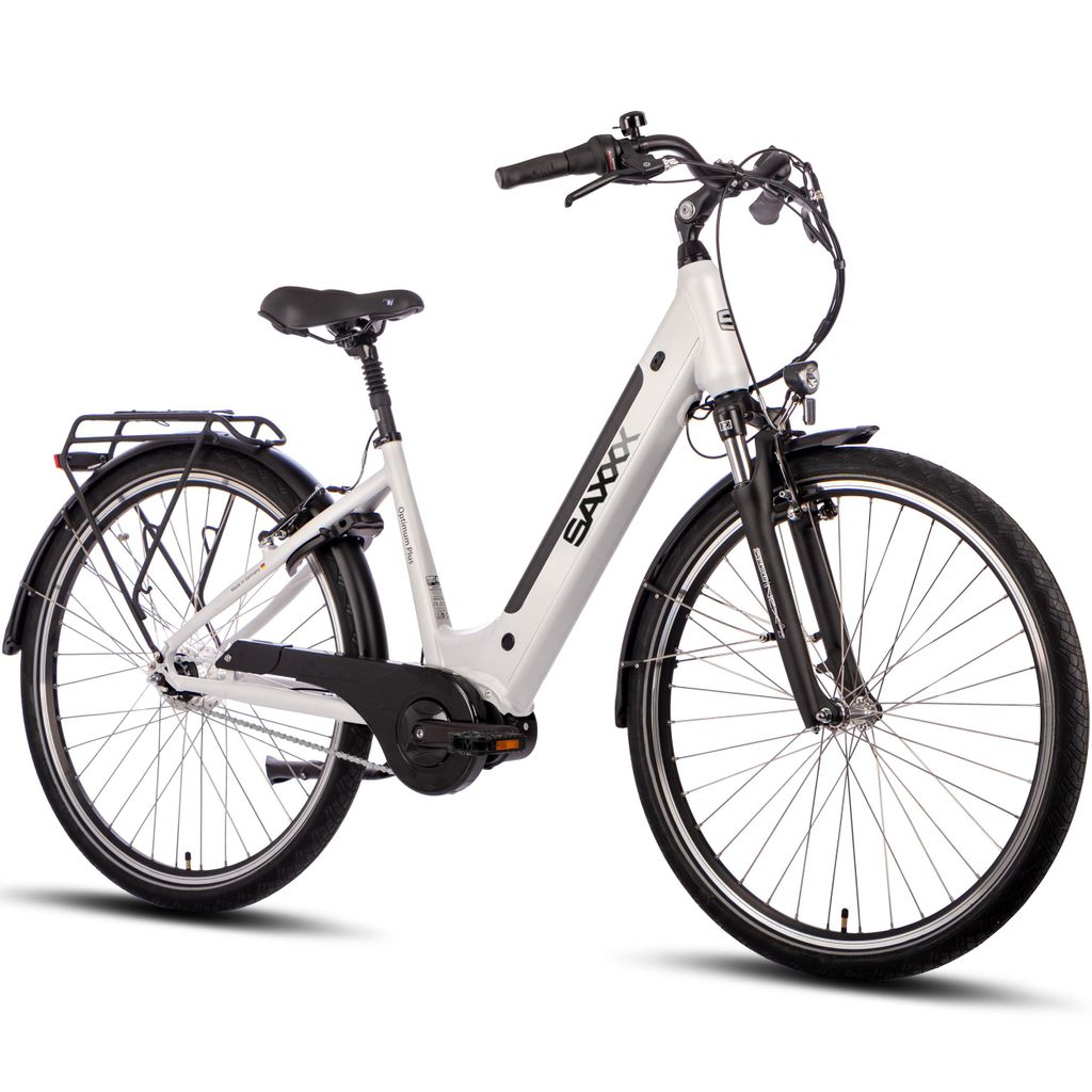 SAXXX E-Bike, Optimum Plus Wave Tiefeinsteiger Elektrofahrrad, 418Wh integrierter Akku, Mittelmotor 250W, Shimano Nexus 7-Gang, City E-Bike