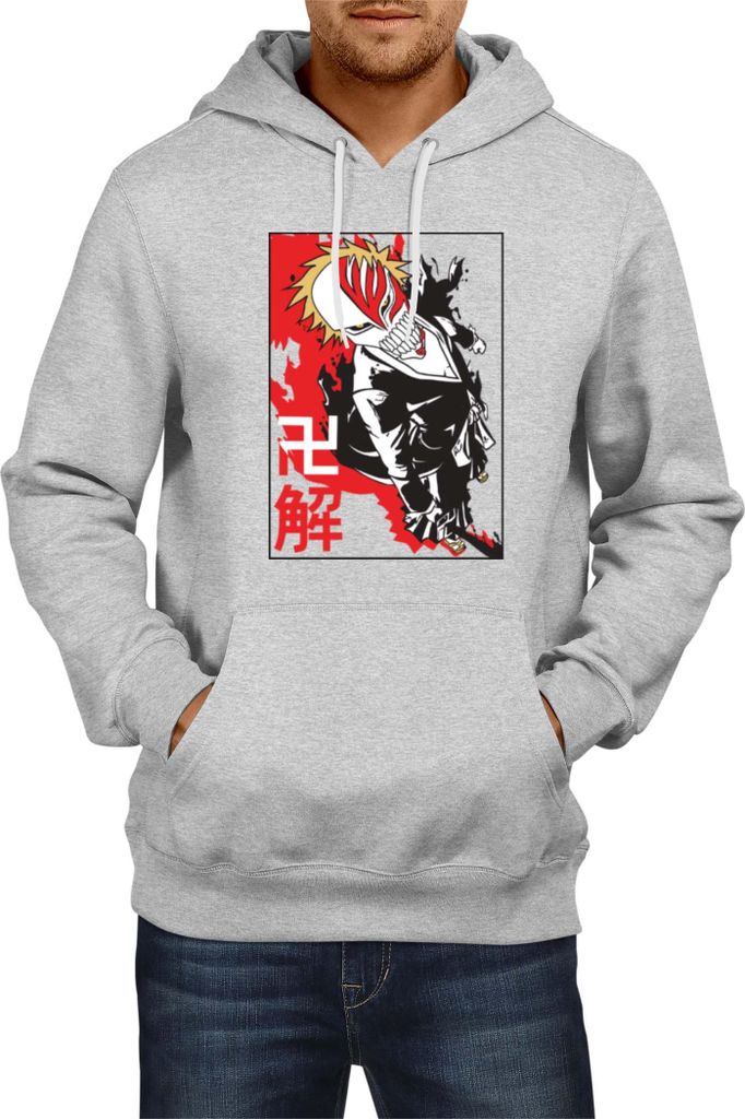Herren Kapuzenpullover Manga Japan Anime Comics Animation Bleach 003, Man S / Grau