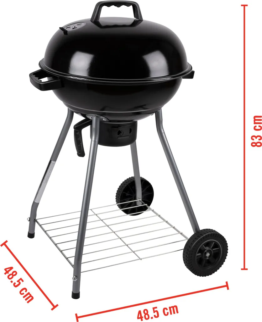Barbecue charbon sans salissures Ø 45 cm couvercle et bac récupérateur