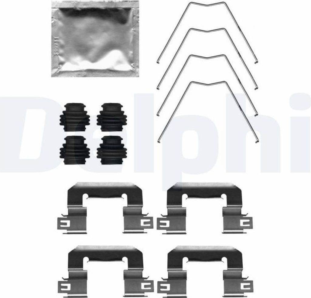 DELPHI LX0712 Zubehörsatz Scheibenbremsbelag Vorne für HYUNDAI i30 Schrägheck (PDE, PD, PDEN) passend für PEUGEOT 208 I Schrägheck (CA, CC)
