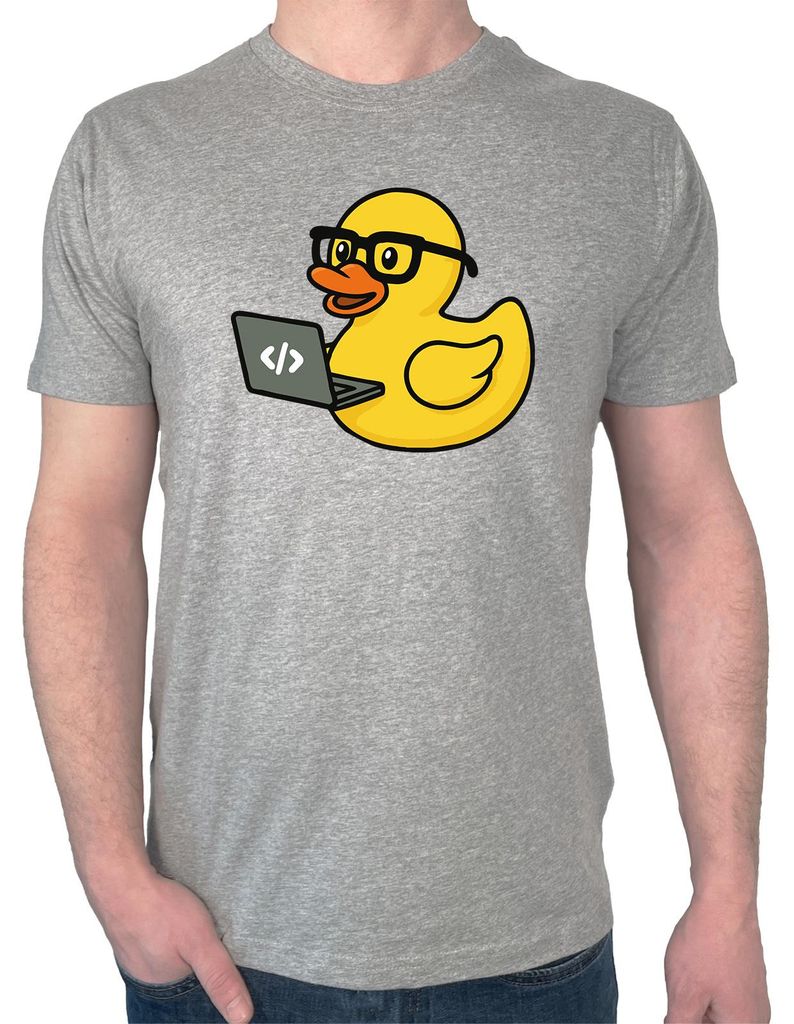 Huuraa Herren T-Shirt Quietscheente Softwareentwicklung Comic Gummiente 3XL Sport Grey Bio Baumwolle Fairtrade Herrenshirt Geschenkidee