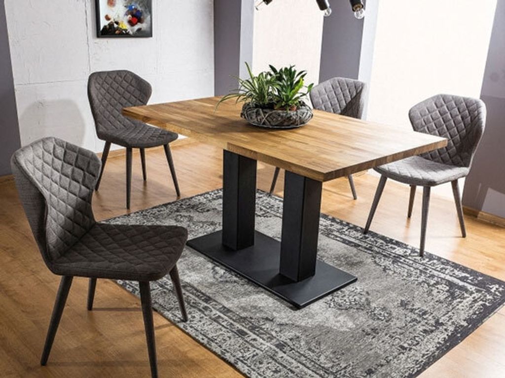 Säulentisch Küchentisch Split 120x80x78cm Eiche schwarz