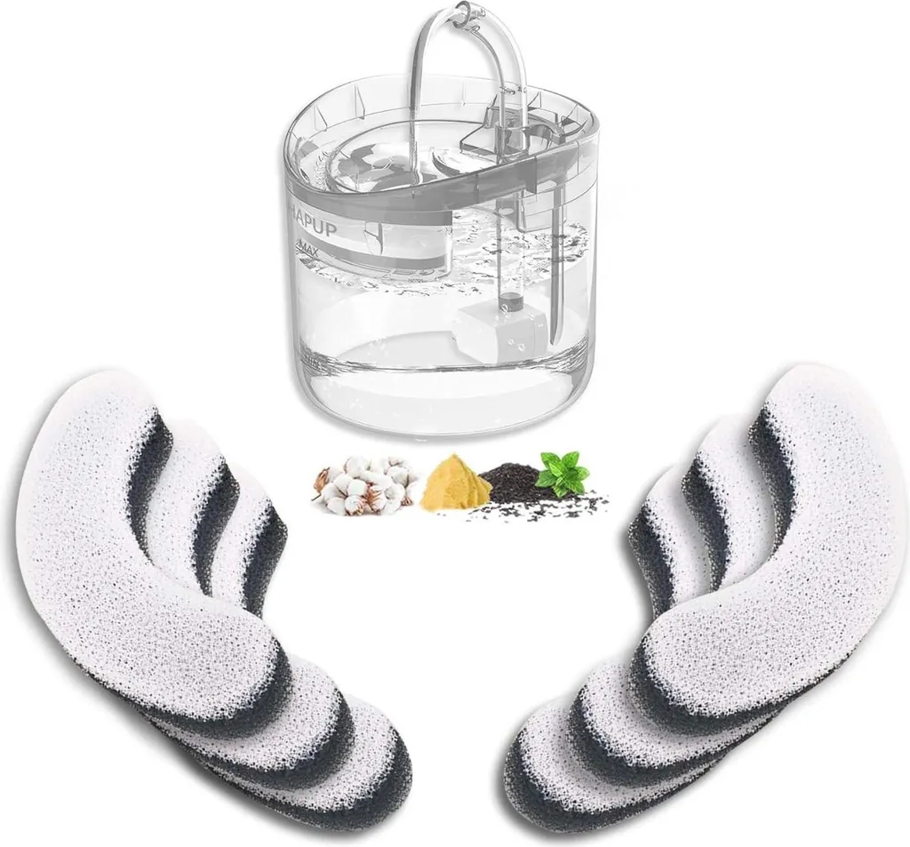 Filtre Fontaine Chats au Charbon Actif Haute Densité Lot de 6 Noirs