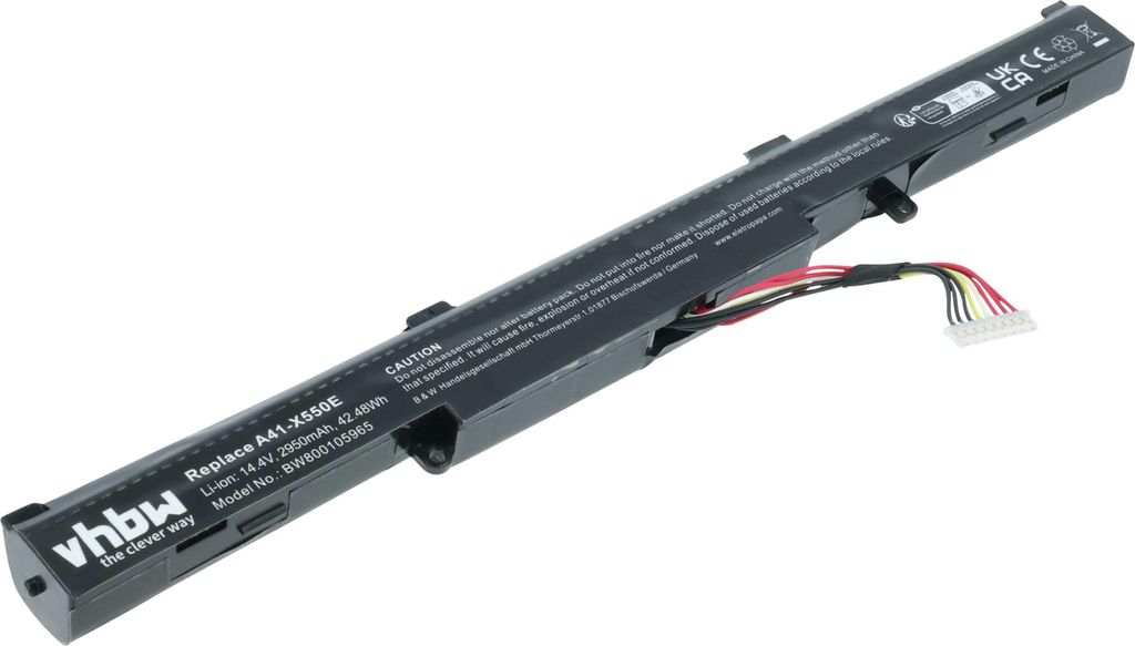 vhbw Akku kompatibel mit Asus K751LX-TY018T, K751MA, K751M, K751LX-TY019D, K751MJ, K751MD, K751MJ2940 Notebook (2950 mAh, 14,8 V, Li-Ion)