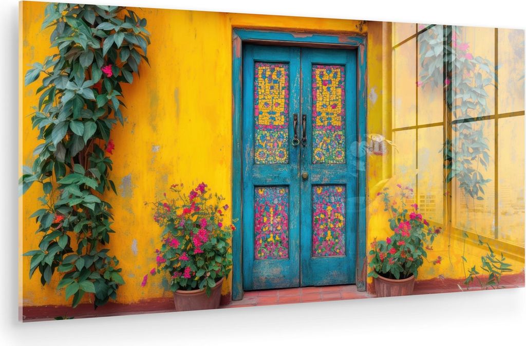 MuchoWow Glasbilder - Bilder auf Wandbild - Foto auf Glas Türen - Farbenfroh - Pflanzen 40x20 cm Wanddekoration aus Glas - Acrylglasbild - Acrylbi...