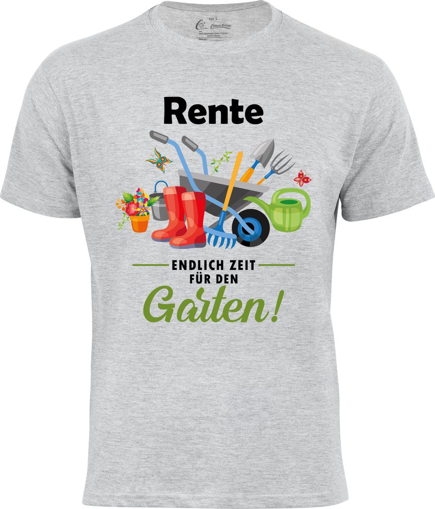 Cotton Prime T-Shirt Rente - Endlich Zeit für den Garten L Grau