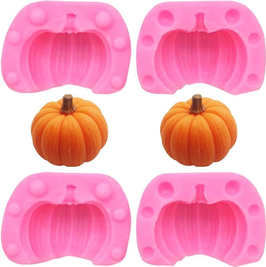Paar Kürbis-Silikonformen, 3D-Halloween-Kürbis-Silikonformen für Fudge, Mini-Kürbis-Silikonformen für Thanksgiving, Weihnachten, Süßigkeiten...