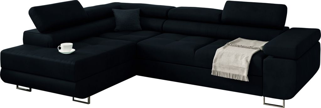 MINIO Polsterecksofa mit Ausklappfunktion und Stauraum MANILA Links | Dunkelblau 77