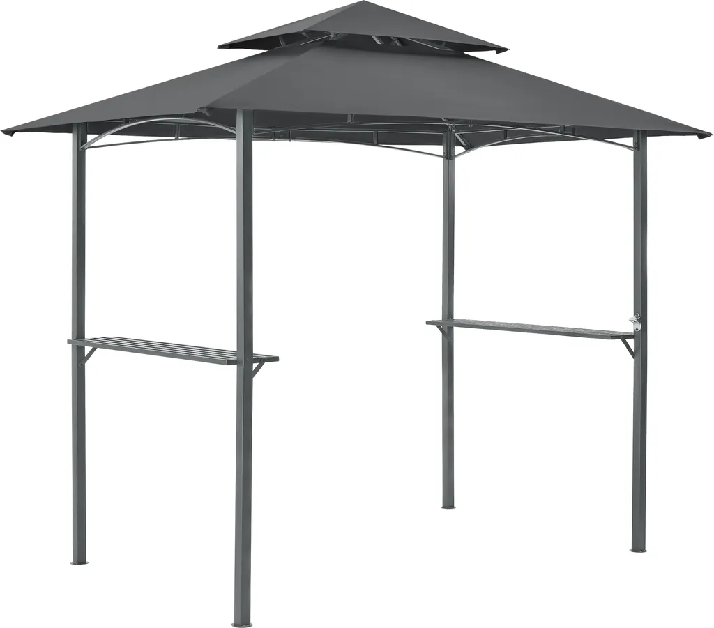 Pavillon de barbecue Parga 250x241x151cm avec toit double en polyester
