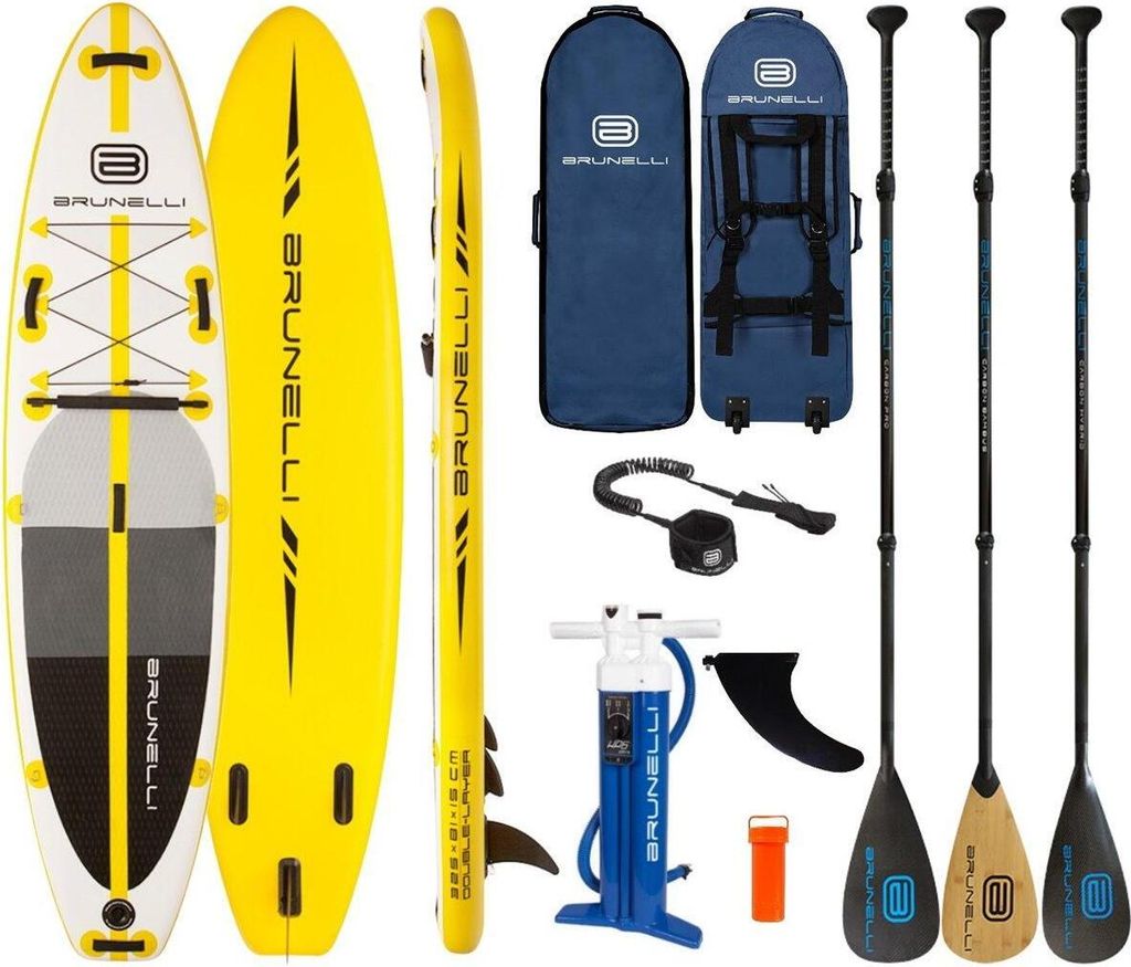 BRUNELLI 10.8 Premium SUP Surf-Board Stand Up Paddle ISUP Carbon-Paddel 325cm - Groesse: Board+Carbon Pro+Leash