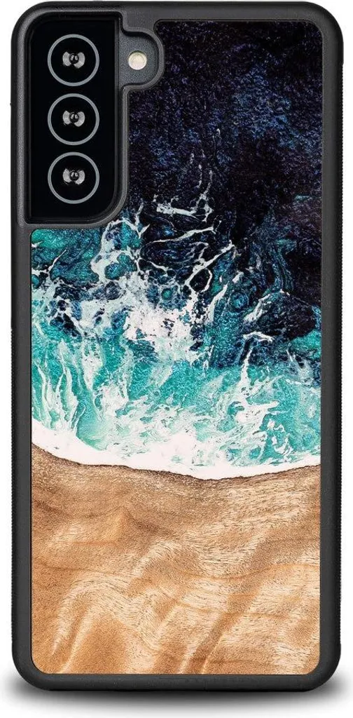 Custodia Samsung Galaxy S21 FE Dream Island Bewood Legno Resina Blu