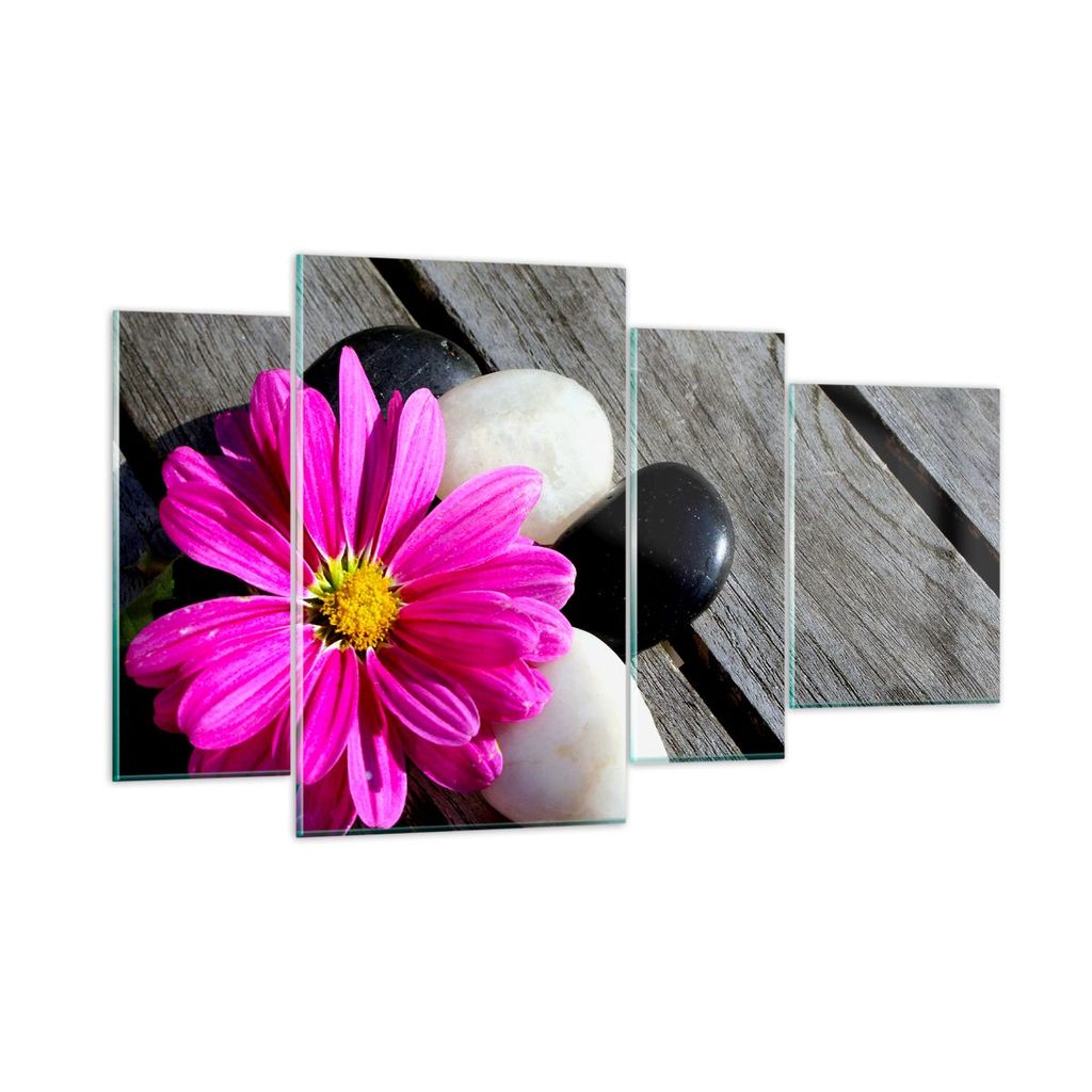 Bilder auf glas - Stein Blume Blütenblätter Chrysantheme - 120x70cm - Glasbilder - Wandbilder - Kunstdruck - Wanddekoration aus Glas - Glas Bilde...