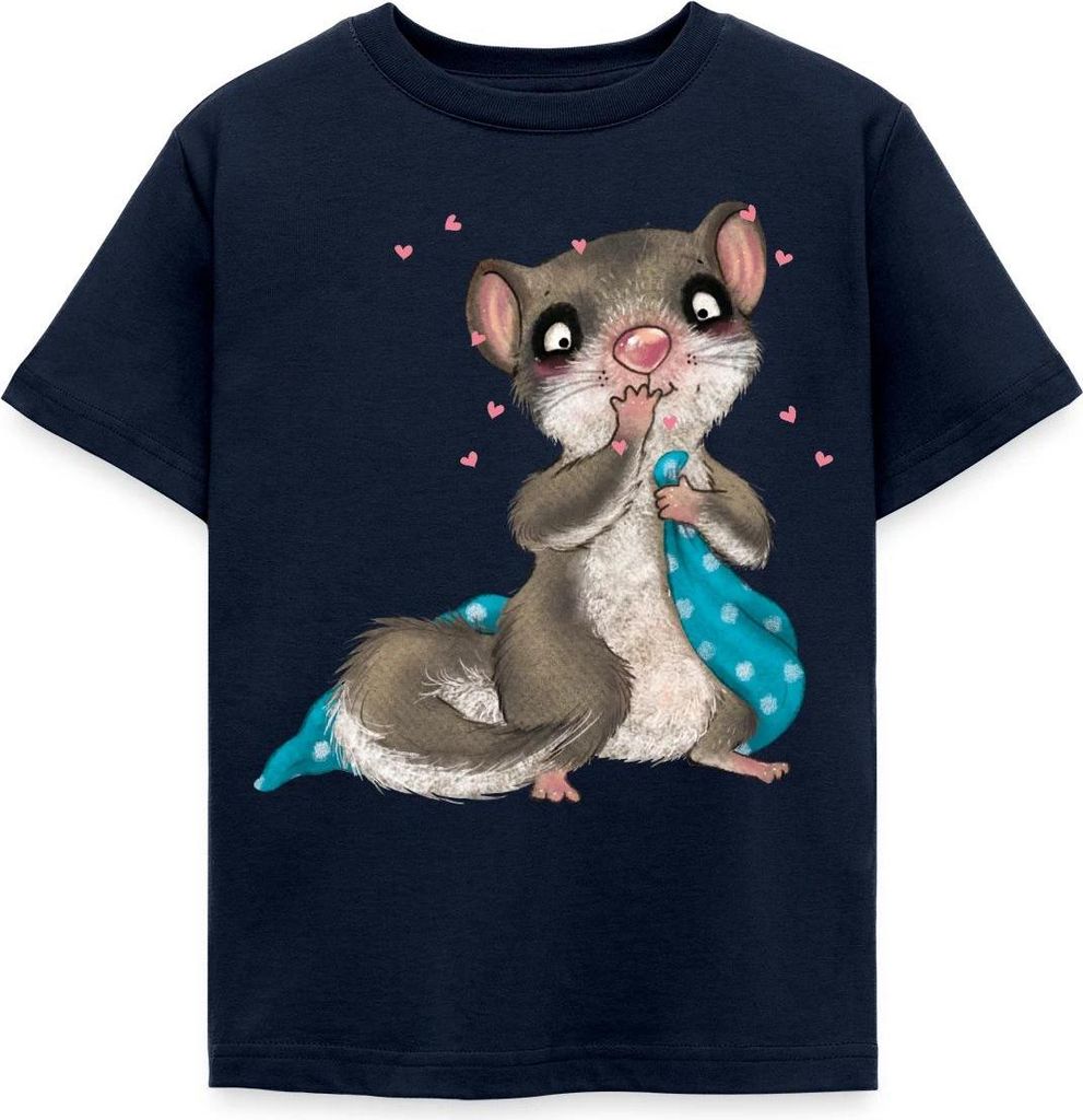 Spreadshirt Der kleine Siebenschläfer Schnuffeldecke Mit Herz Kinder T-Shirt, 122/128 (7-8 Jahre), Navy
